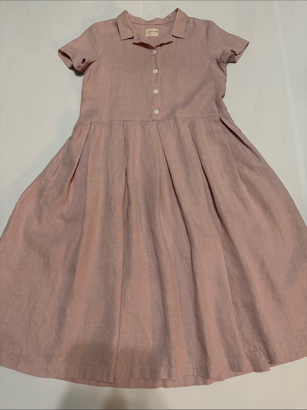 OffOn Linen Midi Dress Pale Pink M